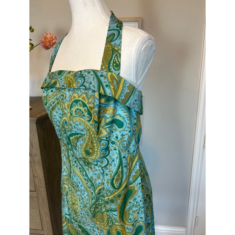 Alyn Paige | Blue/Green Paisley Halter Sheath Dress | 9/10 - Picture 5 of 12